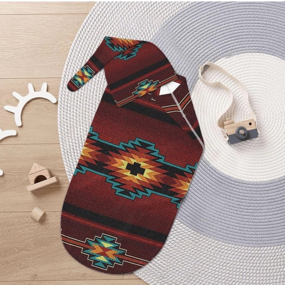 Western Aztec Swaddle and Hat Set for Newborn